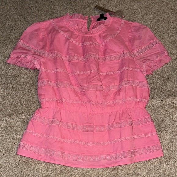 J. Crew NWT❗️Daisy Chain Pink Ruffled Women's Top - Picture 2 of 8